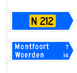 Beslissingswegwijzer langs niet
        -autosnelweg met interlokale doelen en routenummer niet-autosnelweg